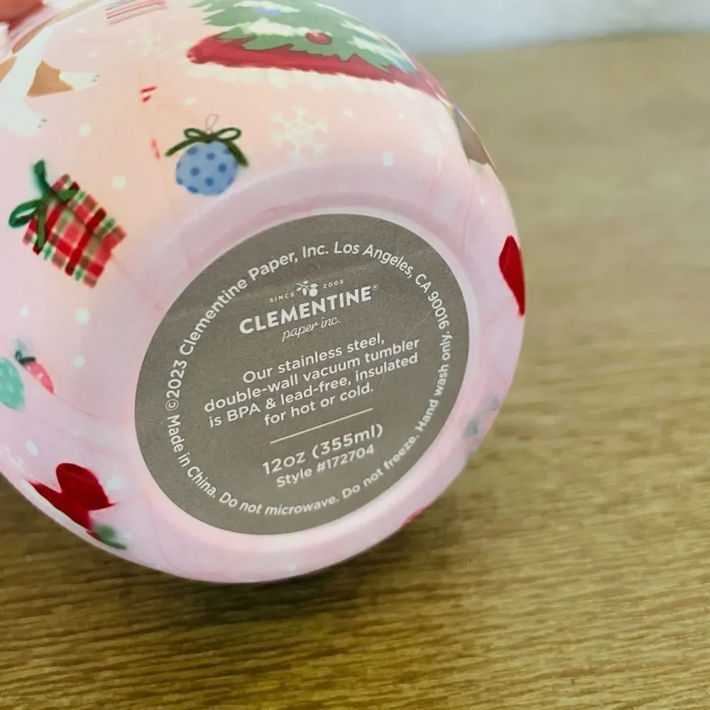 Christmas Dogs Pink Holiday Clementine Wine Glass Tumbler Mug